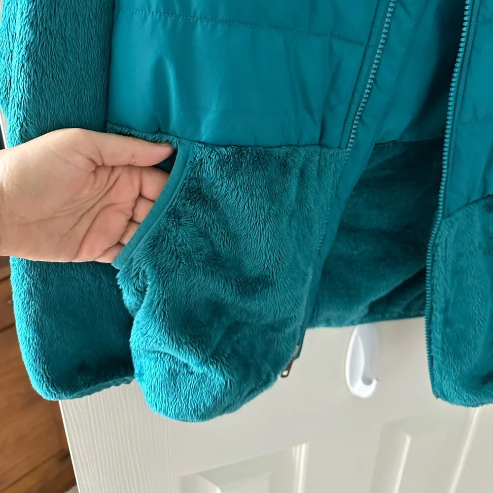 Columbia Jacket Girls’s XL Teal French Terry and Puffer, Hooded Jacket, Full Zip - Picture 3 of 6